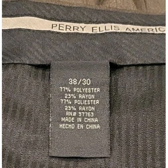 Perry Ellis America Mens 38x30 Brown Dress Pants Pleated Cuffed EUC 300 80s - Picture 5 of 8